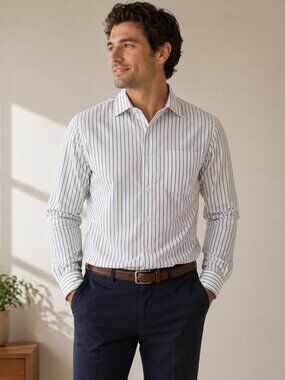 NWT Pegasus Mens Dress Shirt 16-34 Large Cotton Tailored Canada Button Up